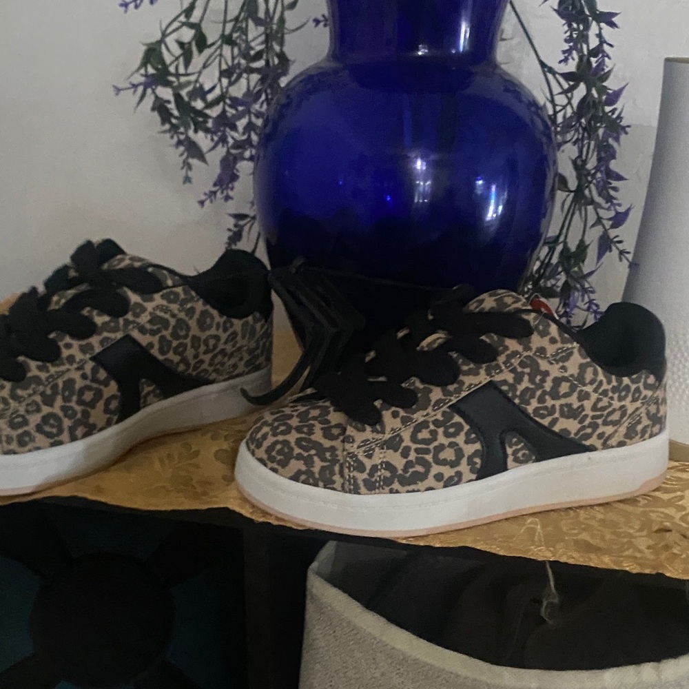 Leopard Print Sneakers with Black Accents